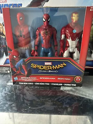 Buy MARVEL TITAN HERO SERIES SPIDER-MAN Homecoming Iron Man 3 Figure Pack Set • 15.99£