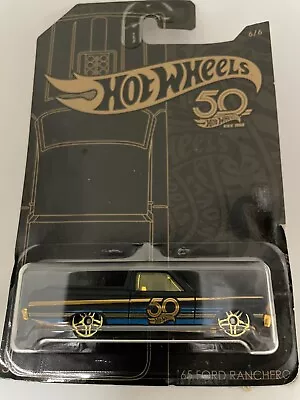 Buy Hot Wheels Black & Gold 50th Anniversary Edition 6/6 - '65 Ford Ranchero-NEW.. • 4.99£