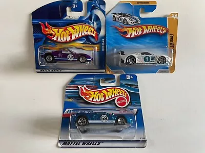 Buy 1998 Mattel Hot Wheels Ford GT40 & LM Sports Cars In Blue & White, Mint On Card • 9.95£
