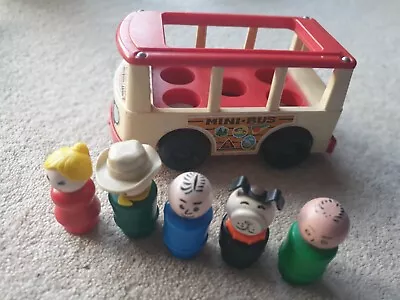 Buy Vintage Fisher Price Mini Bus 1969 With 5 Figures • 15£