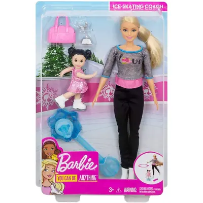 Buy Barbie Ice-Skating Coach Including Accessories turning Mechanism FXP38 • 21.99£