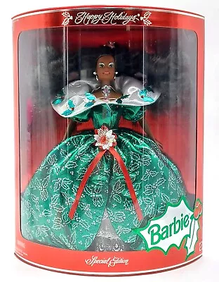 Buy 1995 Happy Holidays Barbie Doll / African American / Mattel 14124, NrfB • 50.78£
