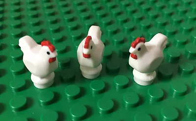 Buy LEGO NEW 3 X Chickens White - (Rooster Hen Chick Bird Farm Animal) - 95342 X3 • 4.50£