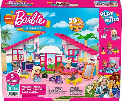 Buy Doll Barbie Malibu House Building Set With 303 Bricks And Special Pieces, Access • 36.48£