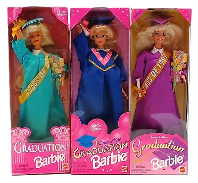 Buy Lot Of 3x Mattel Graduation Barbie Doll: Class Of 1996 + 1997 + 1998 / NrfB • 71.94£