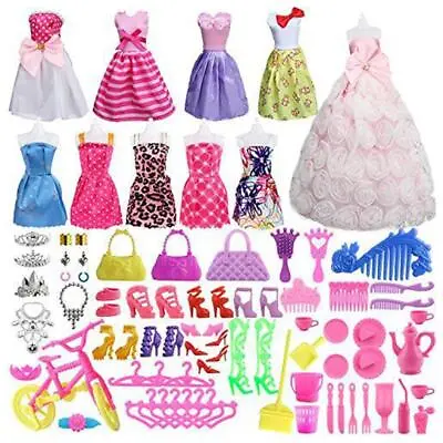 Buy 85pcs Gift Set For B_arbie Dolls Dresses Jewelry Shoes Accessories, • 6.17£