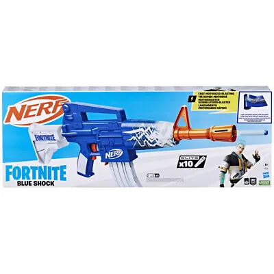 Buy Nerf Fortnite Blue Shock Motorized Blaster 10 Elite Darts Includes Bonus Code • 49.99£