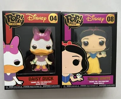 Buy Funko Pop Pin Disney Snow White 08 Daisy Duck 04 Collectable With Stand NEW UK • 19.99£
