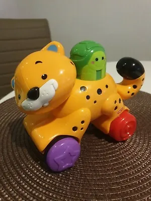 Buy Fisher Price Leopard / Tiger Push And Go Toy 2008 Mattel Tortoise In Back • 4.99£