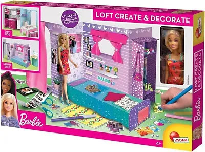 Buy Lisciani Barbie Create E Decorate Bambola Inclusa Loft In Cartone E Mobili Da Co • 31.13£