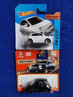 Buy Hot Wheels FIAT 500 White Short / Matchbox Fiat 500 Turbo Exclusive 70 Years • 14£