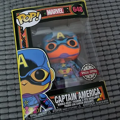 Buy Funko Pop Marvel Captain America Black Light Special Edition New In Box • 5£