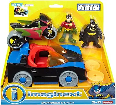 Buy Fisher-Price Imaginext DC Super Friends, Batmobile & Cycle CGL38 NEW • 24.99£