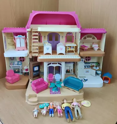 Buy Vintage Fisher Price Loving Family Dolls House  With Dolls & Furniture 1997 • 110£