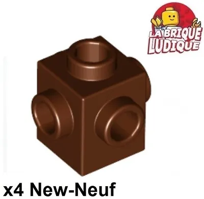 Buy LEGO 4x Brick Brick Modified 1x1 Stud 4 Side Brown/reddish Brown 4733 NEW • 2.09£