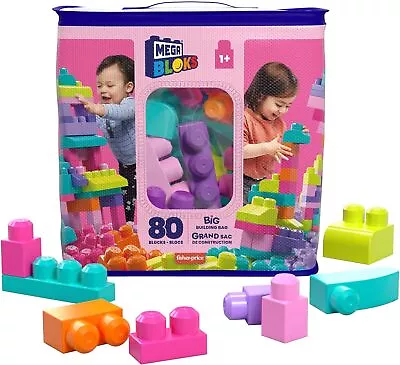 Buy MEGA BLOKS Fisher-Price Toddler Block Toys, Big Building Bag With 80 Pieces And • 29.25£