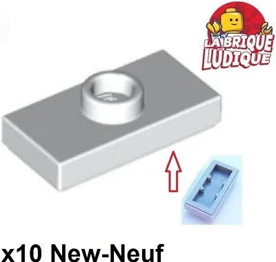 Buy LEGO 10x Plate Modified 1x2 1 Stud With Groove Tenon White/White 15573 NEW • 1.62£