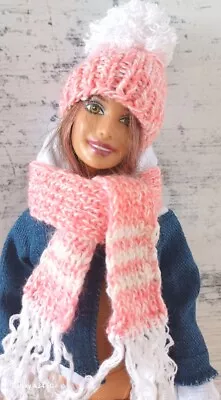Buy  Barbie Dolls Clothing Hat Pom Pom Hat Scarf Craft Knit  • 8.85£