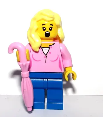 Buy LEGO Female Girl Minifigure  Figure Blonde Hair Pink Shirt Top  & Umbrella • 3.99£