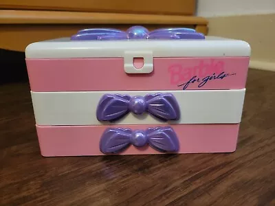 Buy VTG 1992 Barbie Pop Out Drawers Jewelry Trinket Box Iridescent Bow By Mattel • 12£