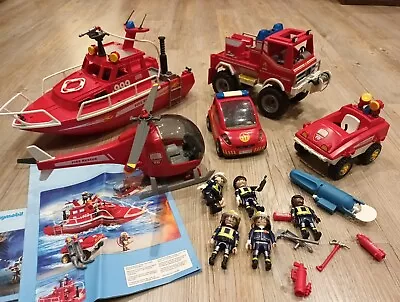 Buy Playmobile Fire Service Vehicle Bundle Boat Helicopter Fire Engine Cars Motor  • 22.99£