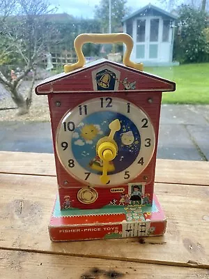 Buy Vintage 1962-1968 Fisher Price Music Box Teaching Clock 998 Wind Up Schoolhouse • 11.49£