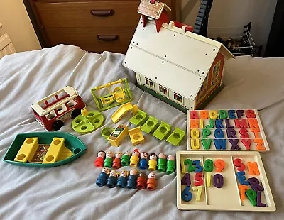 Buy Vintage FISHER-PRICE Little People School House Play Set With Figures 923 • 29.99£
