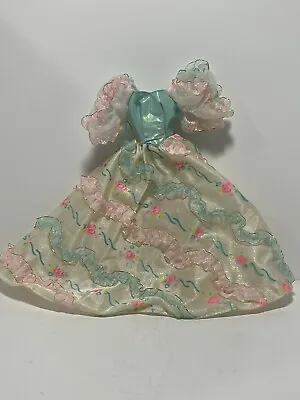 Buy Barbie Vintage Green Pink Blue Ruffle Birthday Party Gown Circa 1990 • 17£