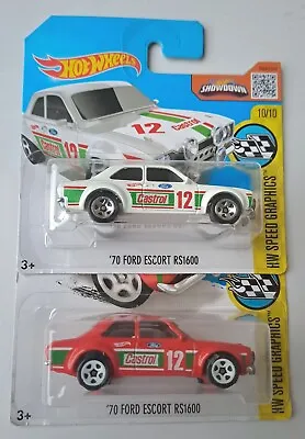 Buy Hot Wheels '70 Ford Escort Rs1600 Castrol, Red & White (pair) Long/short Cards • 27.75£