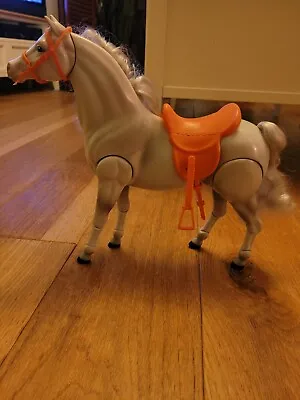 Buy Mattel Articulated White Barbie Horse Vintage 1994 Pre Owned With Saddle • 12£