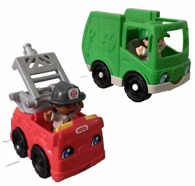 Buy Fisher Price Little People Modern Style Recycling Truck & Fire Truck + Figures • 0.99£