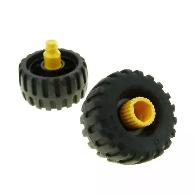 Buy 2x Lego Duplo Toolo Wheel Rim Black Yellow Tyre Profile Wheels 4514411 6290c01 • 5.27£