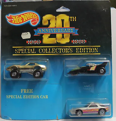 Buy Hot Wheels  20th Anniversary Special Edition 3 Pack GOLD Corvette Nice 1987 2 • 35£