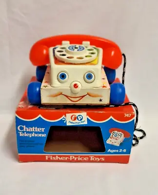 Buy Vintage Fisher-Price 747 Pull-Along Chatter Telephone, Classic Toy, Boxed, 1972 • 4.99£