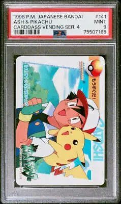 Buy PSA 9 - Pokemon - Ash & Pikachu #141 - 1998 Bandai Carddass Vending Series 4 • 45.72£