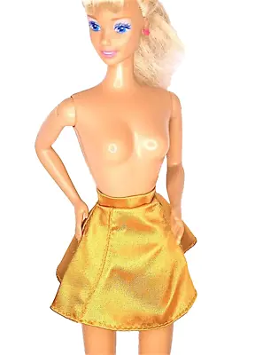 Buy BARBIE 90s Glossy Gold Effect Orange Wheel Mini Skirt B1255 • 6.18£