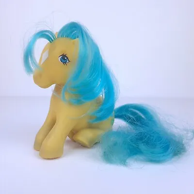 Buy My Little Pony - Bubbles G1 Vintage Hasbro 83 Seated Pose Yellow W/ Blue MLP • 14.95£