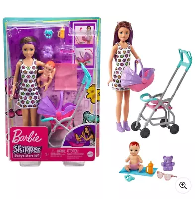 Buy Barbie Skipper Babysitters Pushchair And 2 Dolls Playset - Girls Toyset Toys New • 31.99£