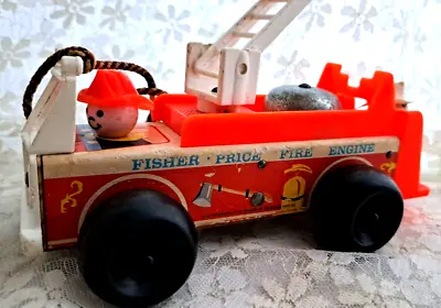 Buy Vintage Fisher Price - Little People - Fire Engine With Ladder 1968 Quaker 720 • 13.50£