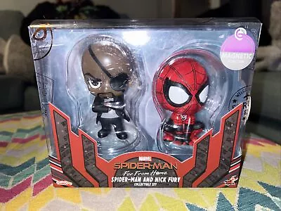Buy Marvel Cosbaby Nick Fury And Spider-Man Far From Home  Hot Toys • 39.99£