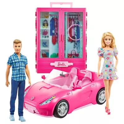 Buy Barbie Dress Up And Go Closet And Convertible Car With 2 Dolls • 74.99£