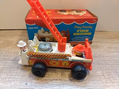 Buy 1977 Vintage Fisher Price #720 PLAY FAMILY FIRE ENGINE With Ringer BOXED • 18£