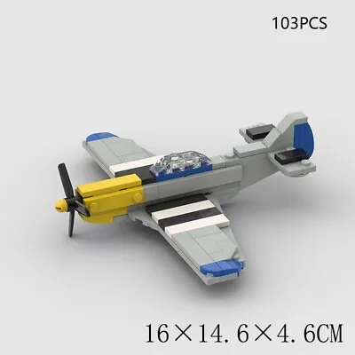 Buy 103 PCS WW2 P-51 Aircraft Fighter Building Blocks Kids DIY Assembly Toys Brick • 0.10£