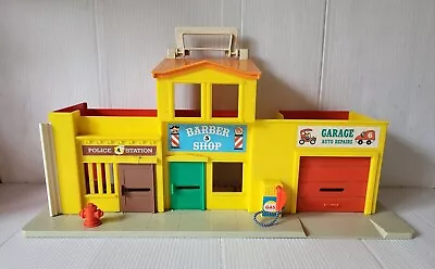 Buy Vintage FISHER PRICE LITTLE PEOPLE Main Street With Police Station Barber Garage • 29.99£