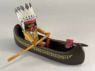 Buy Playmobil Western Figure-Native American Chief  7 Canoe Vintage • 7.95£