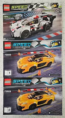 Buy 2x LEGO SPEED CHAMPIONS Instructions: Audi R18 E-tron 75872 & Mclaren P1 75909 • 1.99£