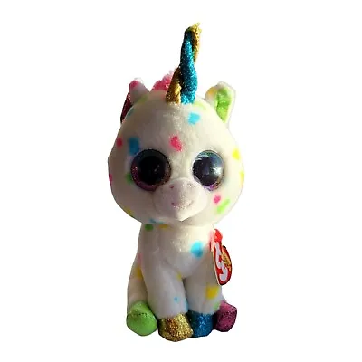 Buy Harmonie Ty Beanie Boo Multicolour Unicorn 15cm Teddy Plush Toy Stuffed Animal • 6.50£
