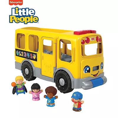 Buy Fisher-Price Bus Toy With Figures Little People Pull Along Light Sound Yellow UK • 59.95£