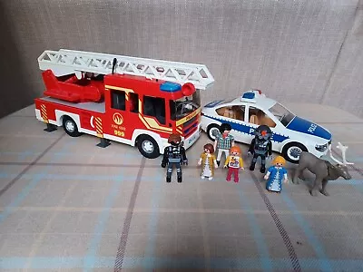 Buy Playmobil Fire Truck With Ladder And Police Car Flashing Lights And Sounds • 12£