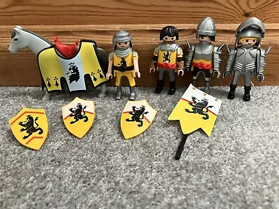 Buy Playmobil Knights In Armour - Yellow Shield Flag - Figures Horse Bundle - Castle • 10£